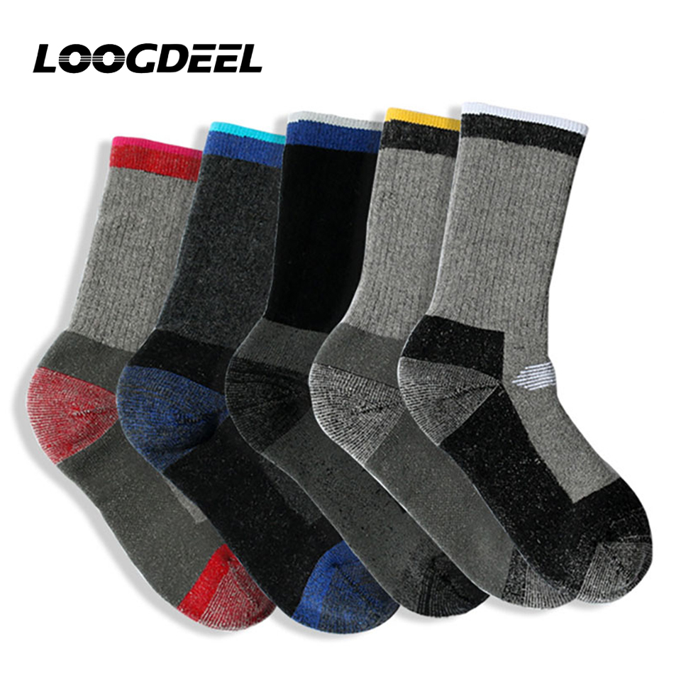 Wool Hiking Sock - ถุงเท้าขนแกะเมอริโน Loogdeel 1 คู่ สำหรับผู้ชายและผู้หญิง ถุงเท้ากันหนาวสำหรับเล่นสกี