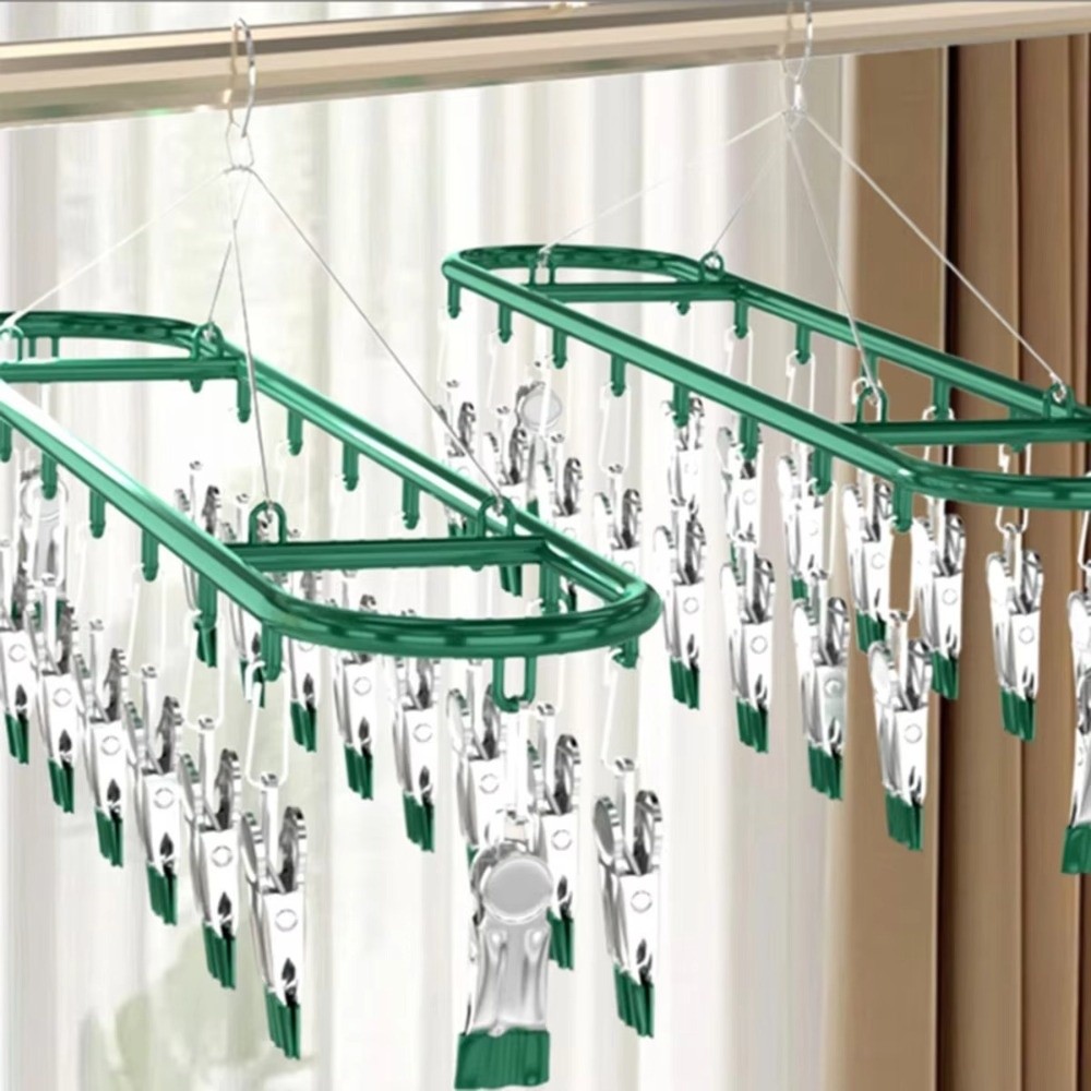 Sock Organizer Tray - ราวตากผ้าแบบหนีบ 20 ตัว ทำจากสแตนเลส สำหรับตากถุงเท้า ผ้า