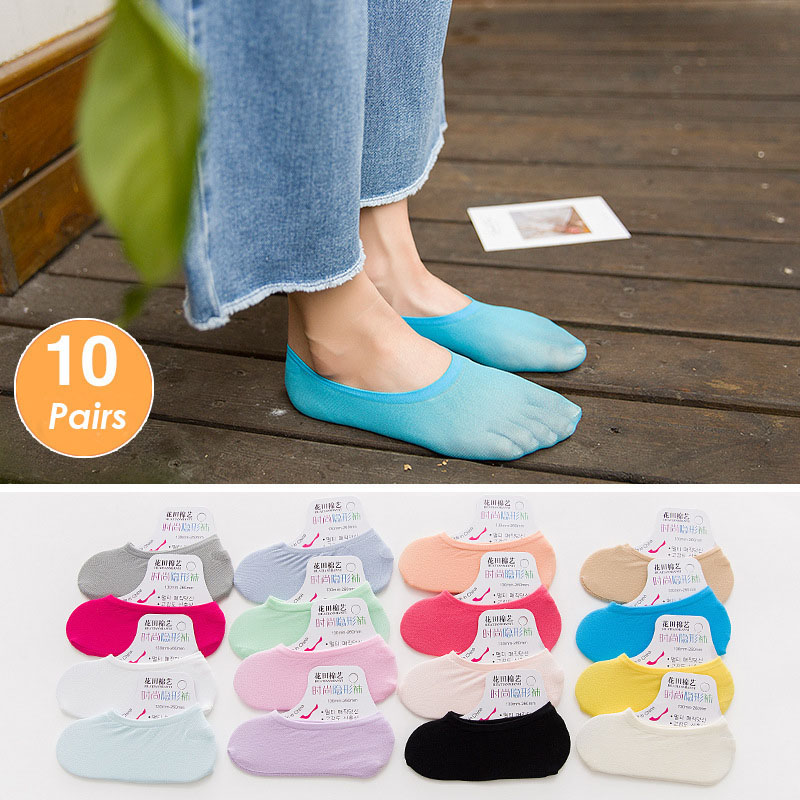 5 คู่ 10PCS ถุงเท้าผู้หญิง Non - Invisibility Sock Loafer บทวิจารณ์และราคา